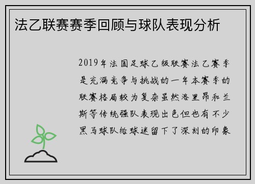 法乙联赛赛季回顾与球队表现分析